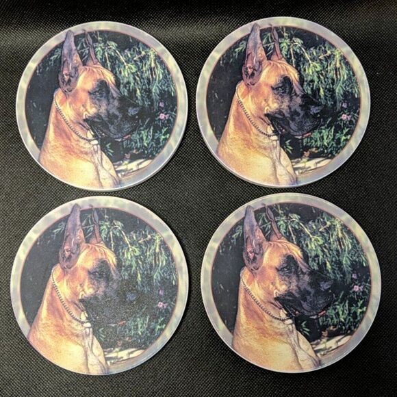Thirstystone Coaster Companions Sandstone Fawn Great Dane Dog Coasters Set of 4 - Picture 2 of 3